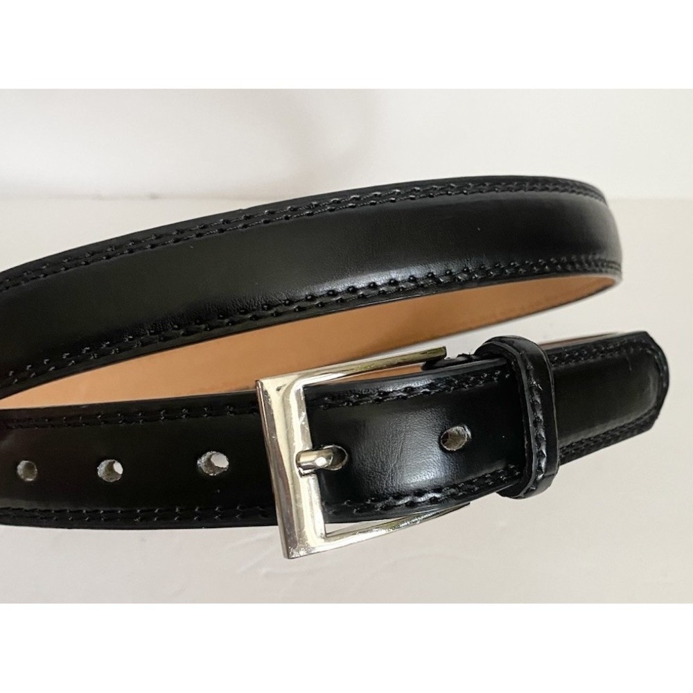 Barbados leather Men 3XL‎ Belt Black 1" Wide Classic Dress 50-52 Silver Buckle